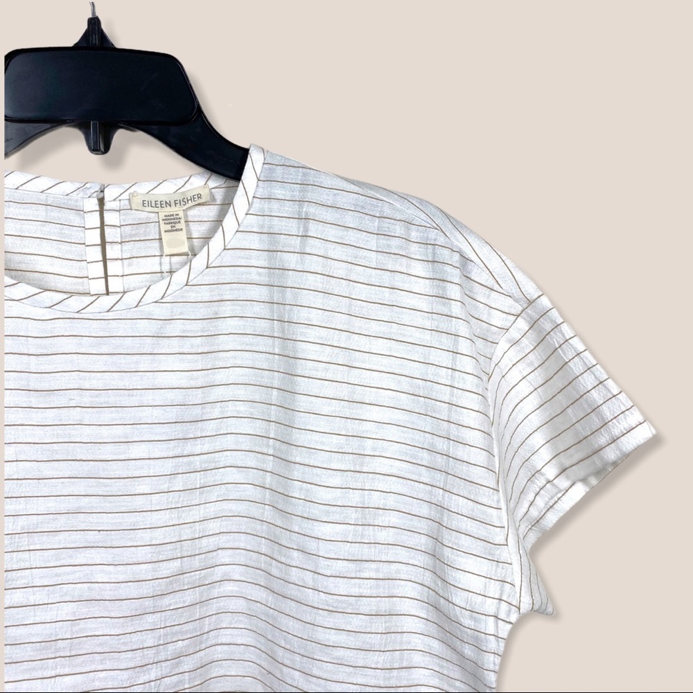 EILEEN FISHER ORGANIC LINEN COTTON STRIPED TOP - Picture 5 of 8